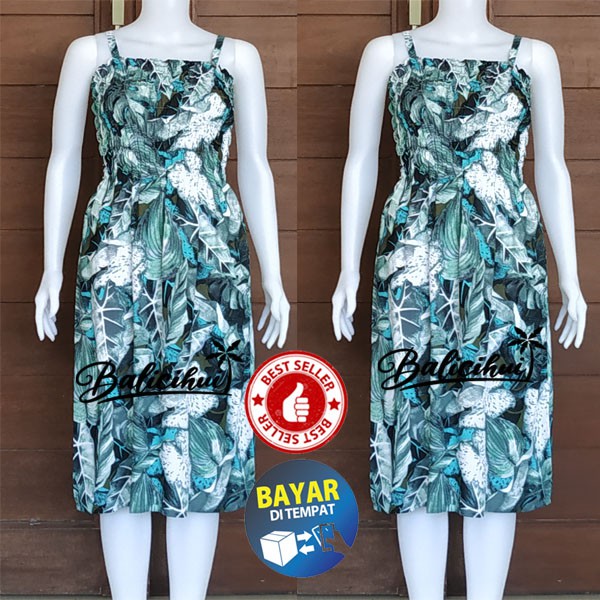 Balicihui Dress Kerut Panjang Tali Dress Kerut Dada