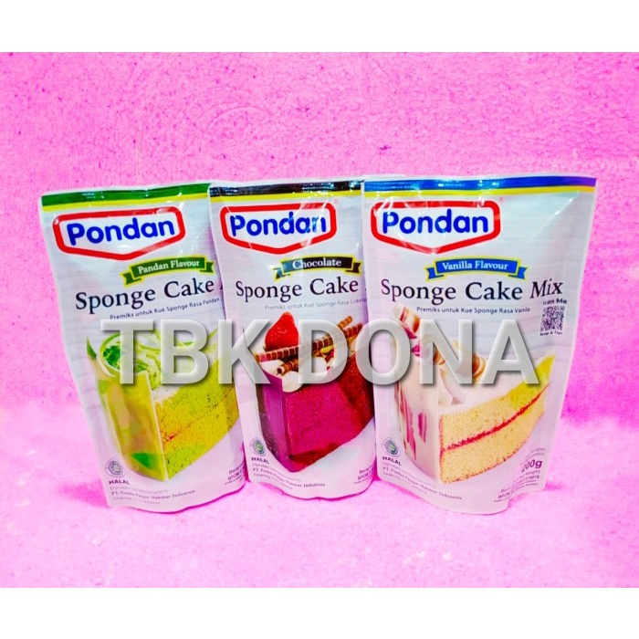 

pakai-siap-tepung-bumbu-tepung- pondan sponge vanilla, pandan, coklat pouch 200gr - coklat -tepung-