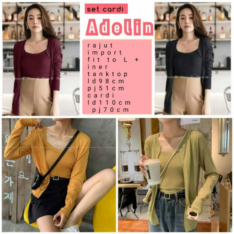 adelin set cardy/cardigan wanita/setelan cardy/baju murah/baju korea