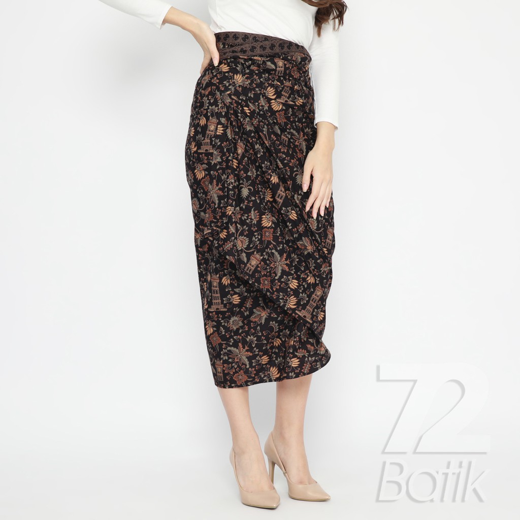 ROK LILIT BATIK Skirt Kebaya Instan Modern Wanita Motif Jam Gadang Warna Hitam 726031 Cap 72 - Rok Batik Lilit Bawahan Skirt Kamen Kebaya Songket Batik Panjang Plisket Span Instan Jadi Bali Lembaran Premium Modern Untuk Wanita Kondangan