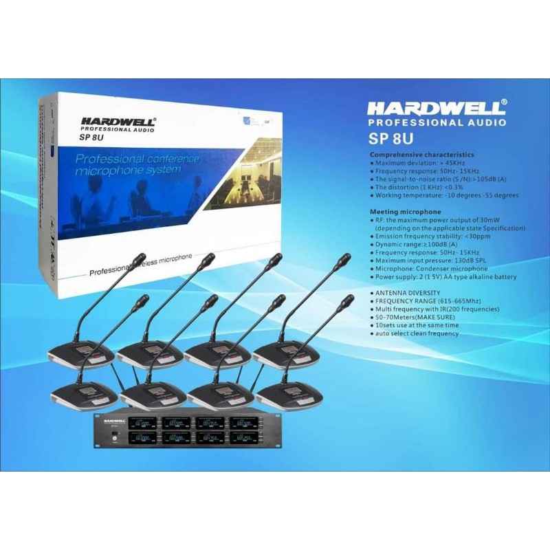 mic podium/meja wireless hardwell SP 8U.suara sensitif bagus.produk original