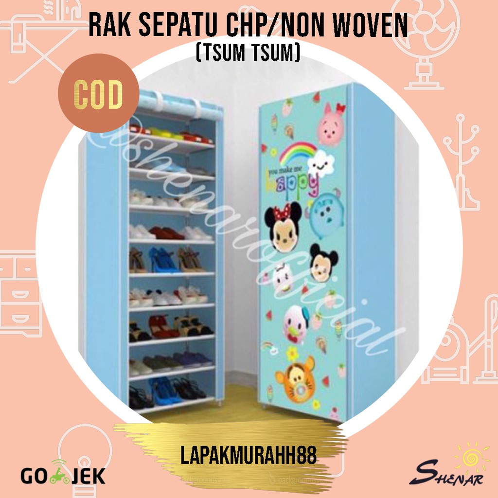 RAK SEPATU KARTUN/RAK SEPATU KAIN BERKARAKTER/RAK SEPATU MENARIK/RAK SEPATU MOTIF LUCU (RS CHP)