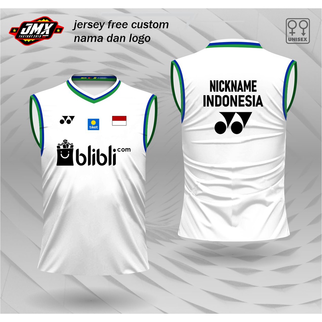 jersey badminton jersey bulutangkis singlet tanpa lengan free custom nama dan logo