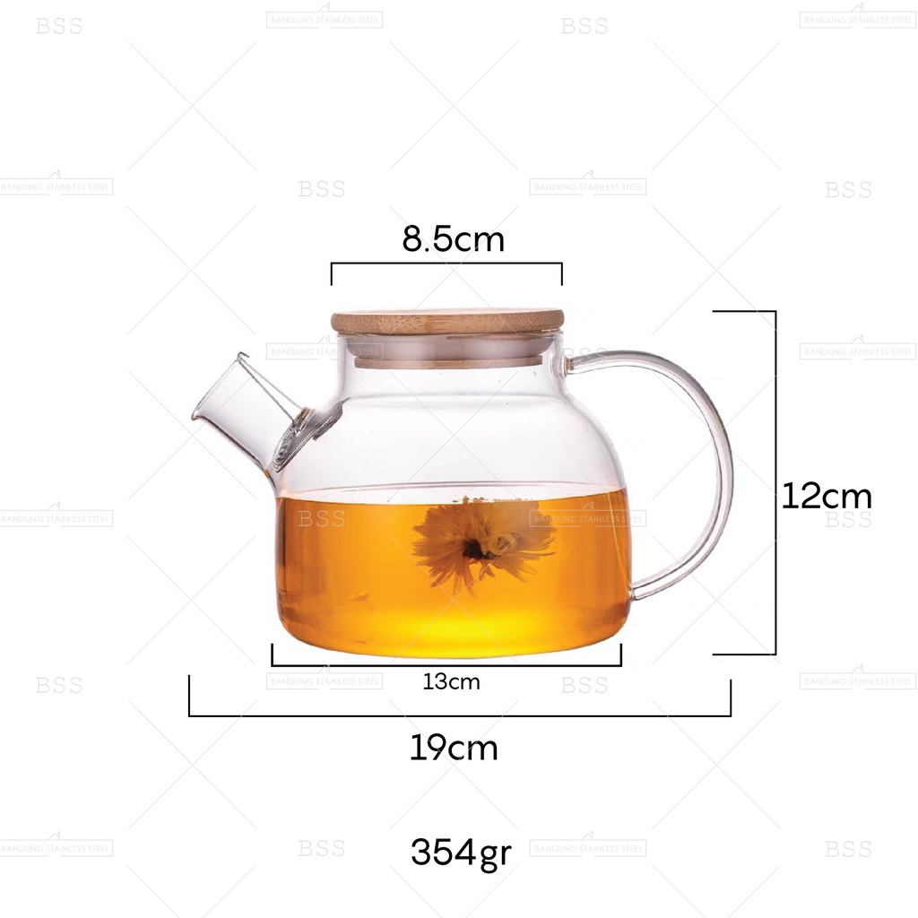 Teko 1000ml Kaca Borosilicate Unik Teapot Glass Tahan Panas Dingin Gelas