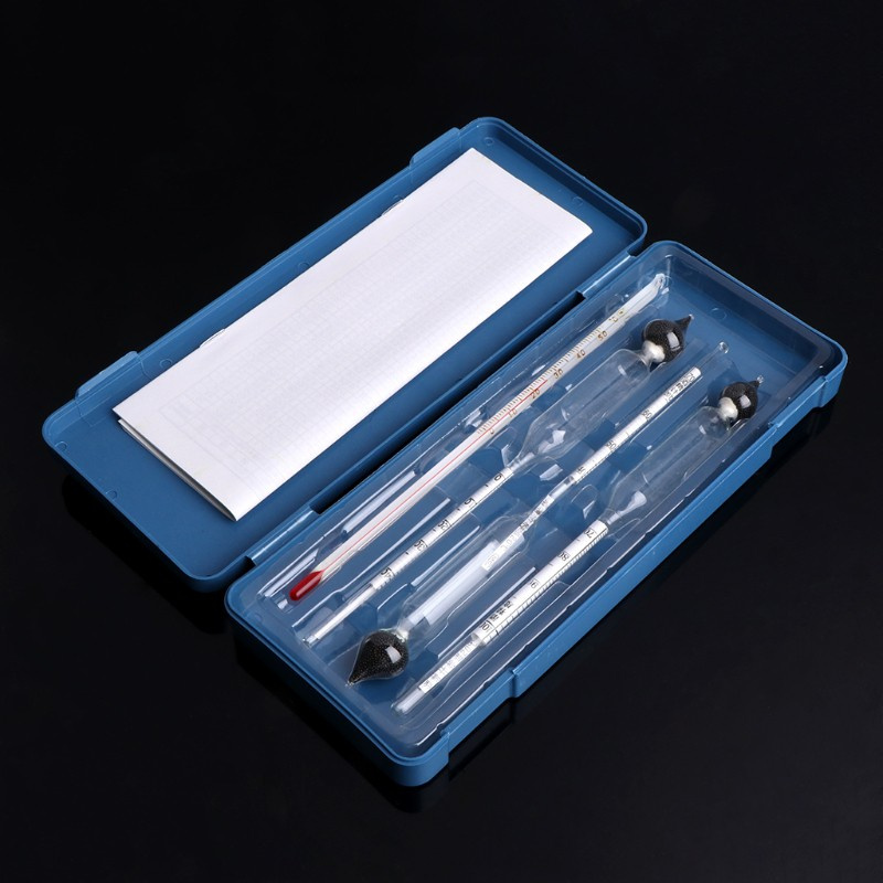 CRE  3 Pcs 0-100% Hydrometer Alcoholmeter Tester Set Alcohol Meter + Thermometer