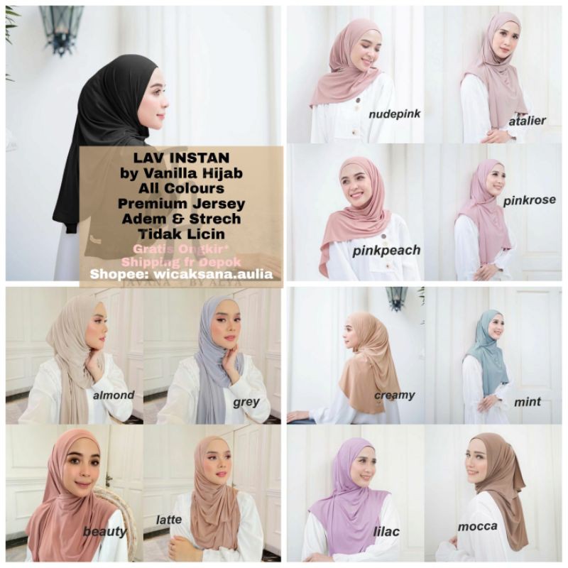 LAV INSTAN BLACK NUDEPINK ALMOND GREY by Vanilla Hijab