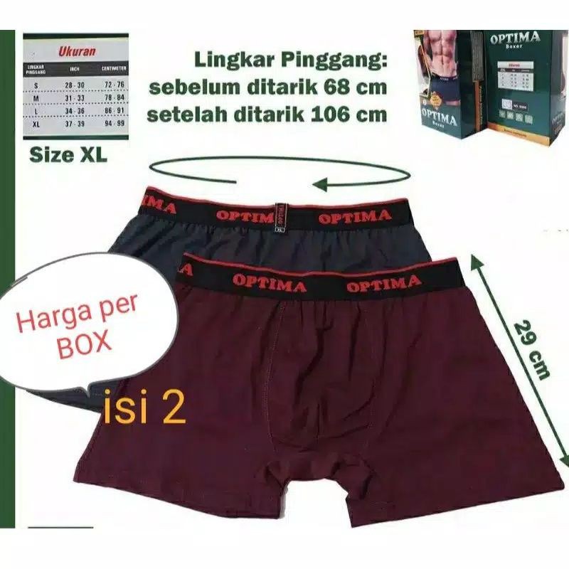 CELANA BOXER PRIA OPTIMA ISI 2 ORIGINAL