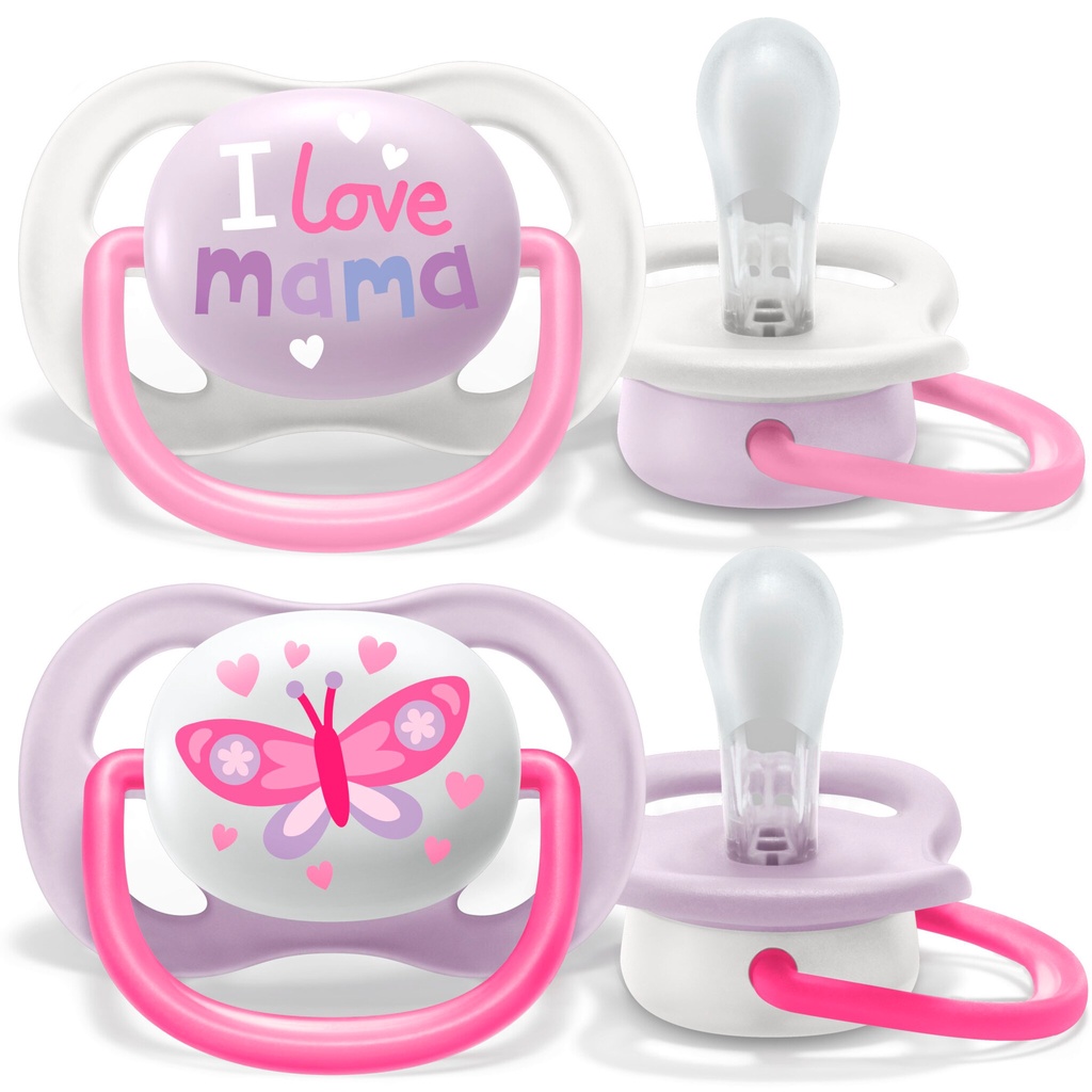 Avent - Ultra Air Happy Pacifiers PINK 0-6m