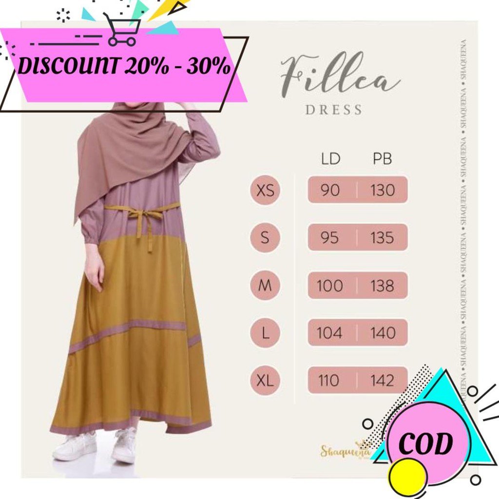 (BAYAR DITEMPAT) FILLEA DRESS BY SHAQUEENA INDONESIA AA847