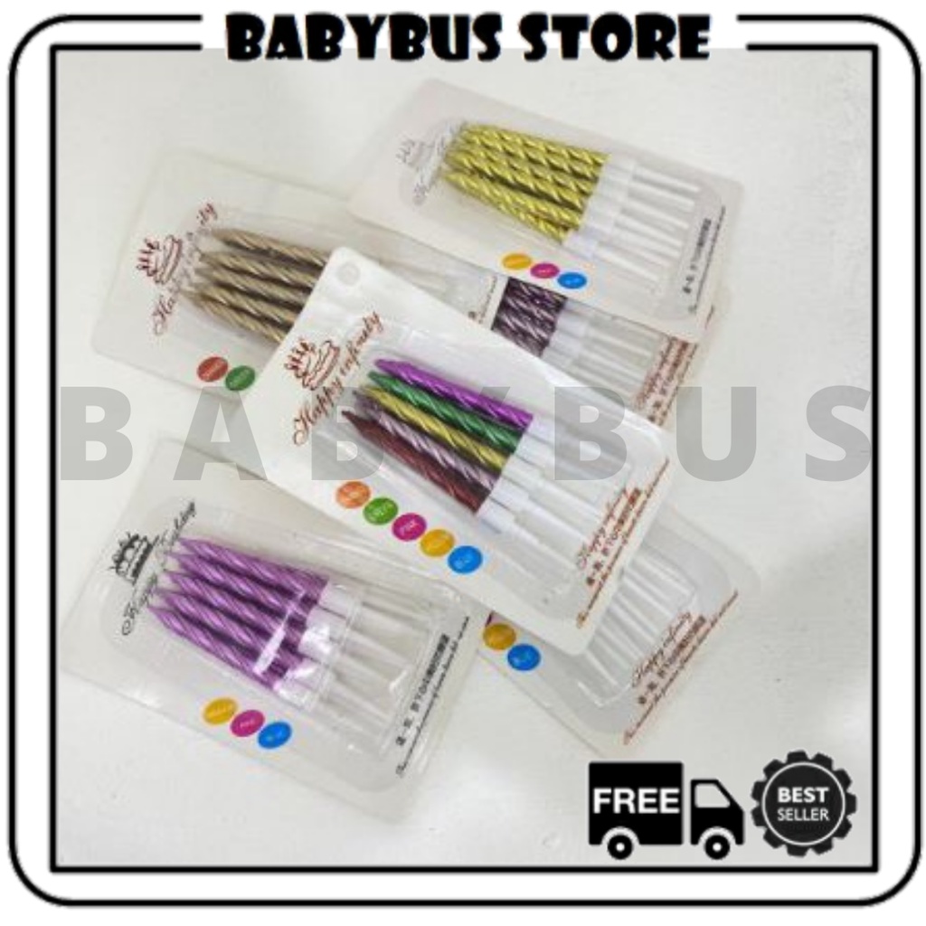 BBS Lilin Ulang Tahun 10Pcs Lilin Birthday Candle Party Warna Warni Murah Import