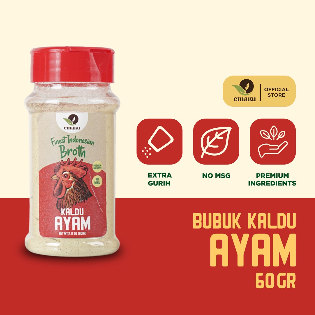 

Emaku Bubuk Kaldu Ayam Bumbu Masak Dapur Tabur Chicken Powder 60gr Non MSG