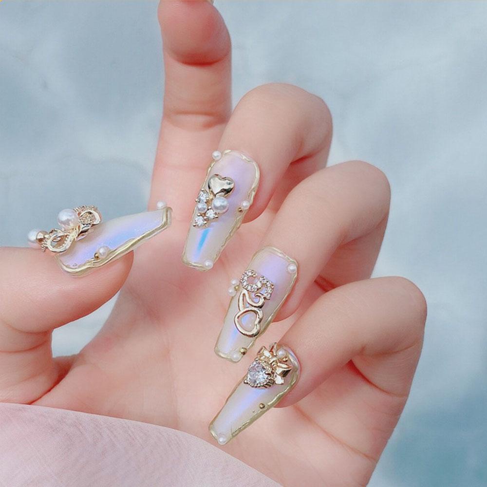 Needway Nail Art Zirkon Perhiasan Zirkon Manicure Aksesoris Flash 3D Alloy Jewelry Love Nail Diamond