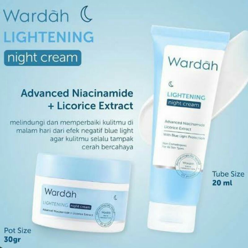 wardah lightening night cream + day cream advanced niacinamide + licorice extra / wardah lightening 