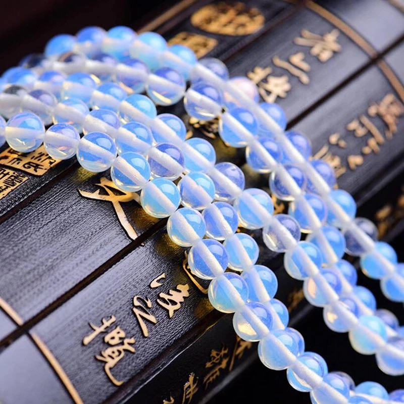 bahan kalung gelang moonstone opalite renceng batu akik tembus senter 8mm natural aksesoris supplier