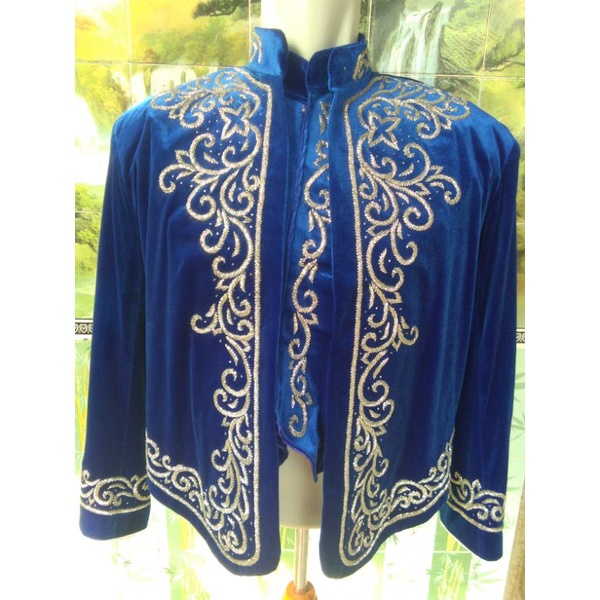 ready beskap bludru biru elektrik/biru bca