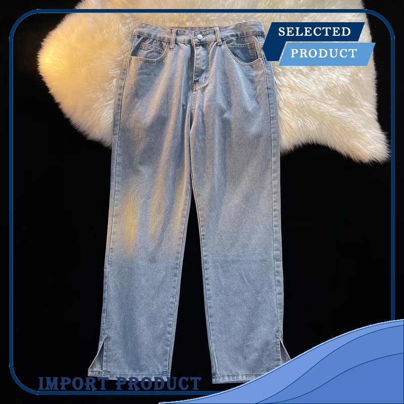 Celana Pria 2022 Memakai Lurus Jeans Pria Mode Hip-hop Lepas Lebar Kaki Kasual Beberapa Versatile Ce