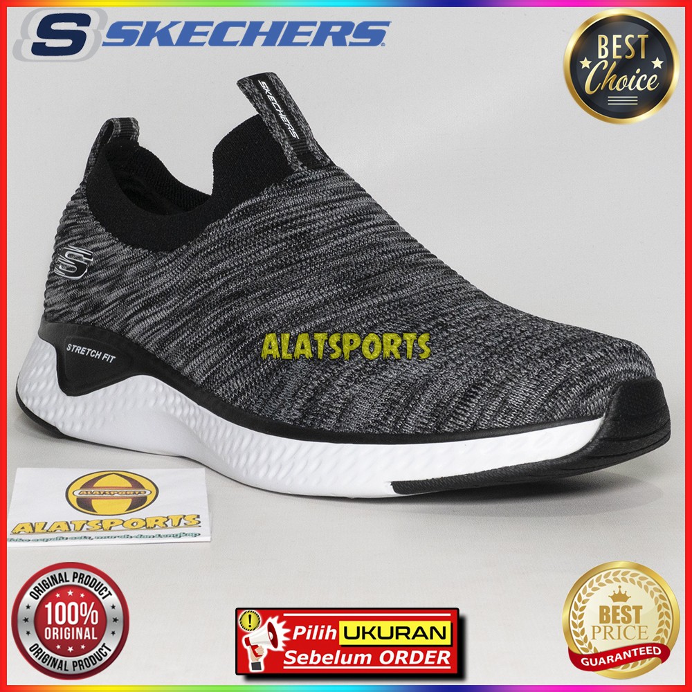 Skechers Solar Fuse 52759-BKW Sepatu Sneaker Pria Original