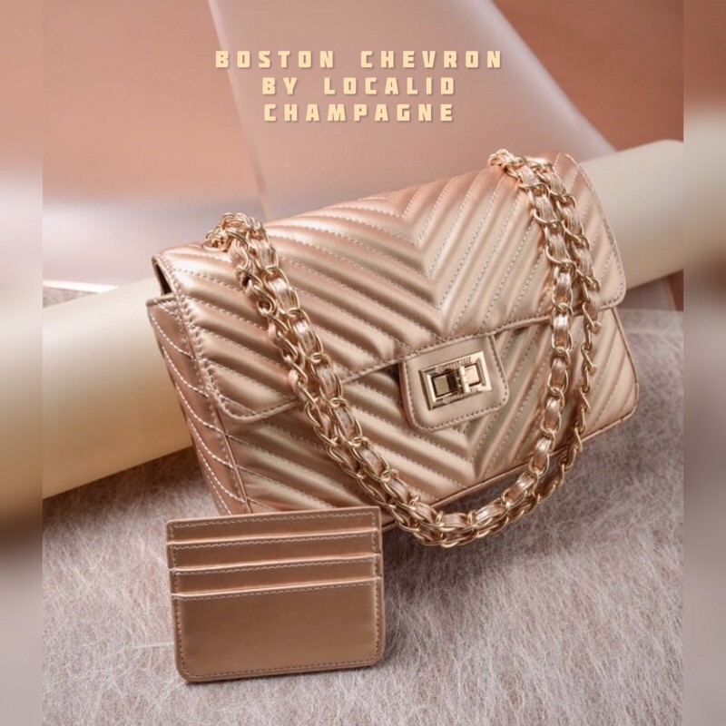 Boston Chevron Bag (Champagne) by localid