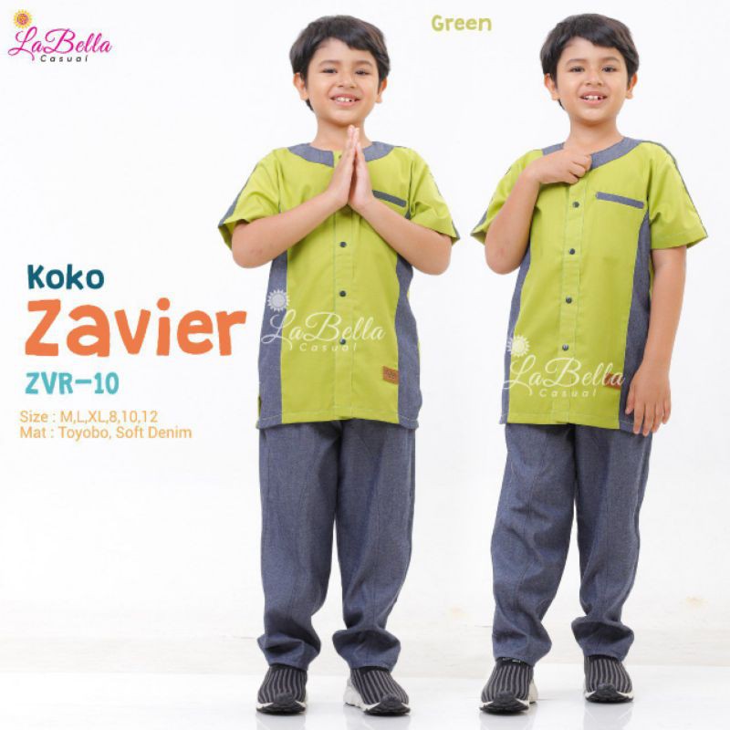 LABELLA Casual Koko Anak ZAVIER Toyobo Denim Warna Hijau