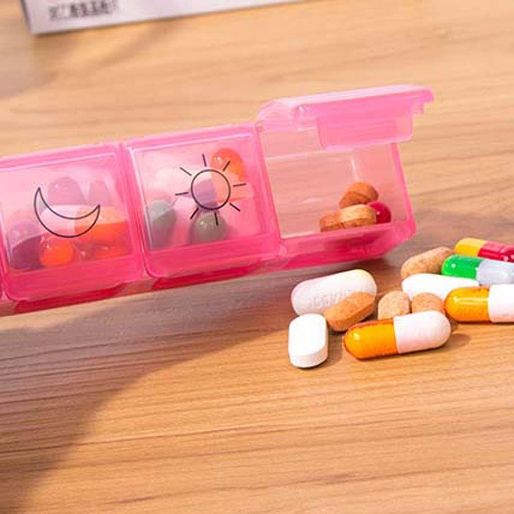 [Elegan] Kotak Pil Mingguan Pagi Petang Tablet Warna-Warni Wadah Penyimpanan Obat Portable Organizer Vitamin 7hari Pill Box