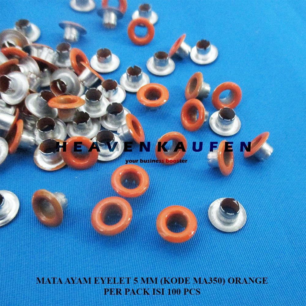 Eyeelet Mata Ayam Mata Itik Warna Orange 5 mm Kode MA350 Per Pack isi 100 Pcs