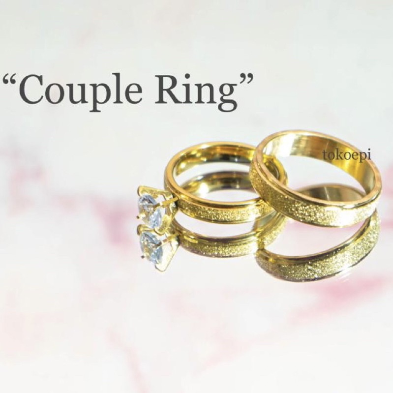 Cincin couple emas titanium / cincin kawin berpasangan