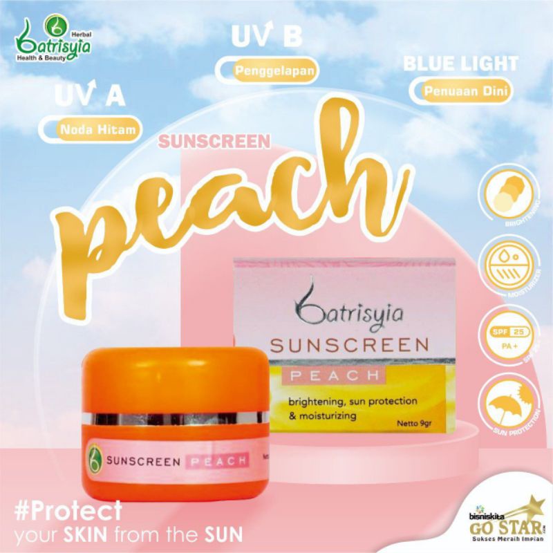 Sunscreen Peach meratakan warna kulit wajah, mencegah penuaan dini, melindungi kulit dari paparan UV