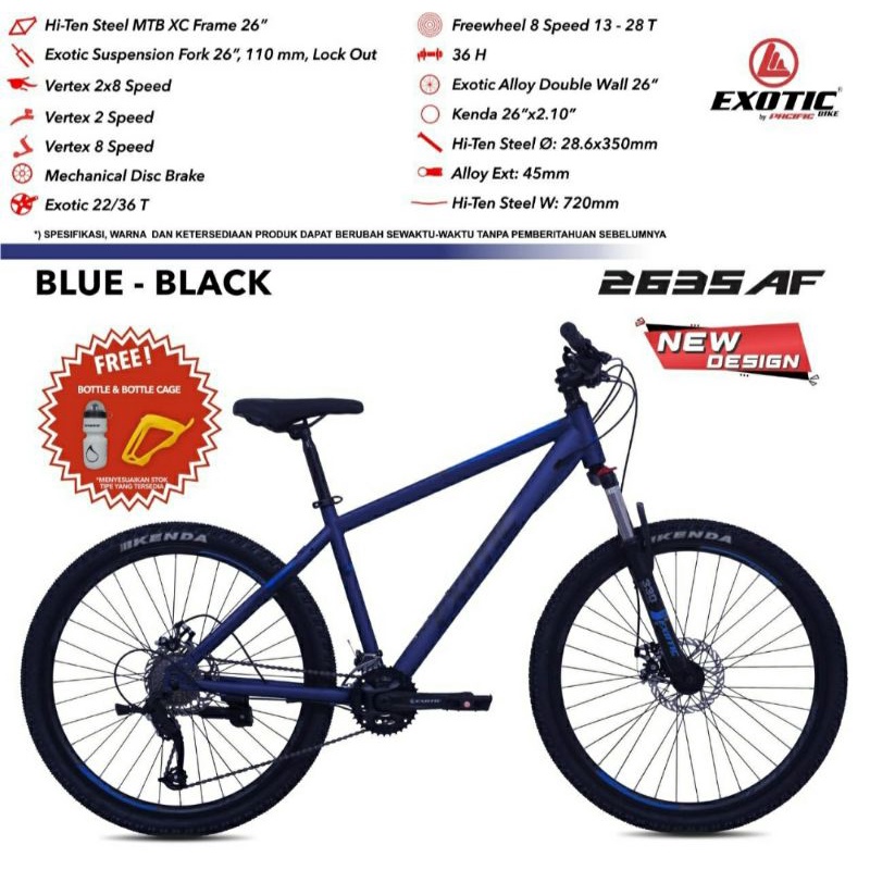 Sepeda Gunung MTB 26 inch Exotic 2635 AF 8 Speed Double Disc New Version