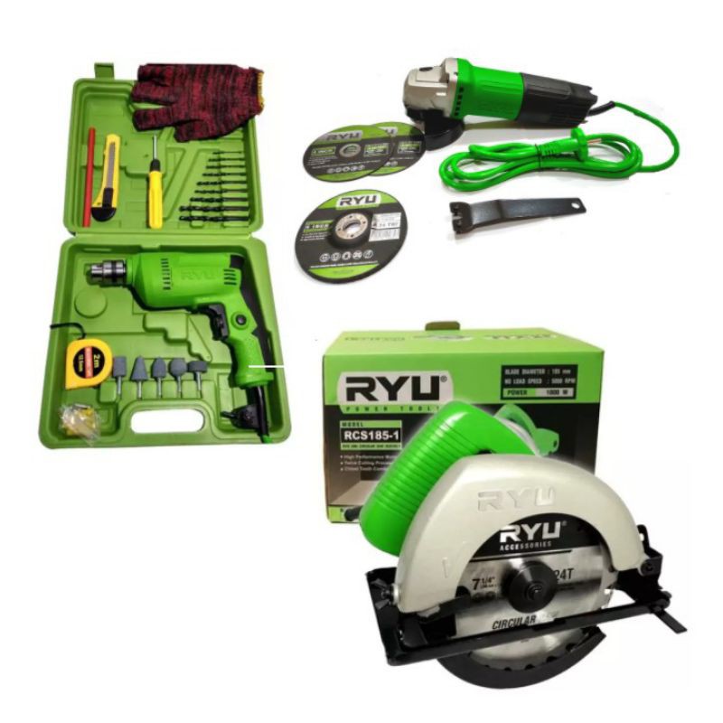 Paket Ryu Grenda RSG100-3, Bor RDR 10-3RE, Circularsaw RCS 185-1