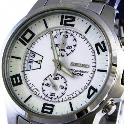 Seiko Mens SNN171P1 Quartz Chronograph White Dial | Jam Pria SNN171