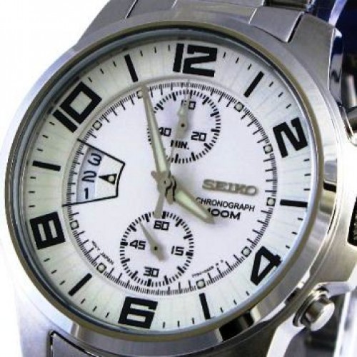 Seiko Mens SNN171P1 Quartz Chronograph White Dial | Jam Pria SNN171