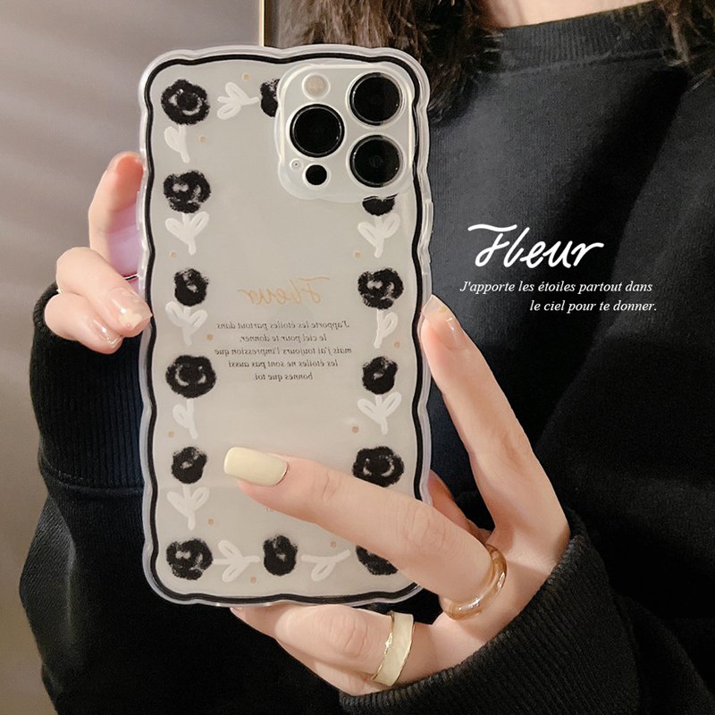 Soft Case Silikon Motif Bunga Mawar Hitam Untuk IPhone 7 8 Plus X XR XS Max 11 Pro Max 12 13 Pro Max SE 2020