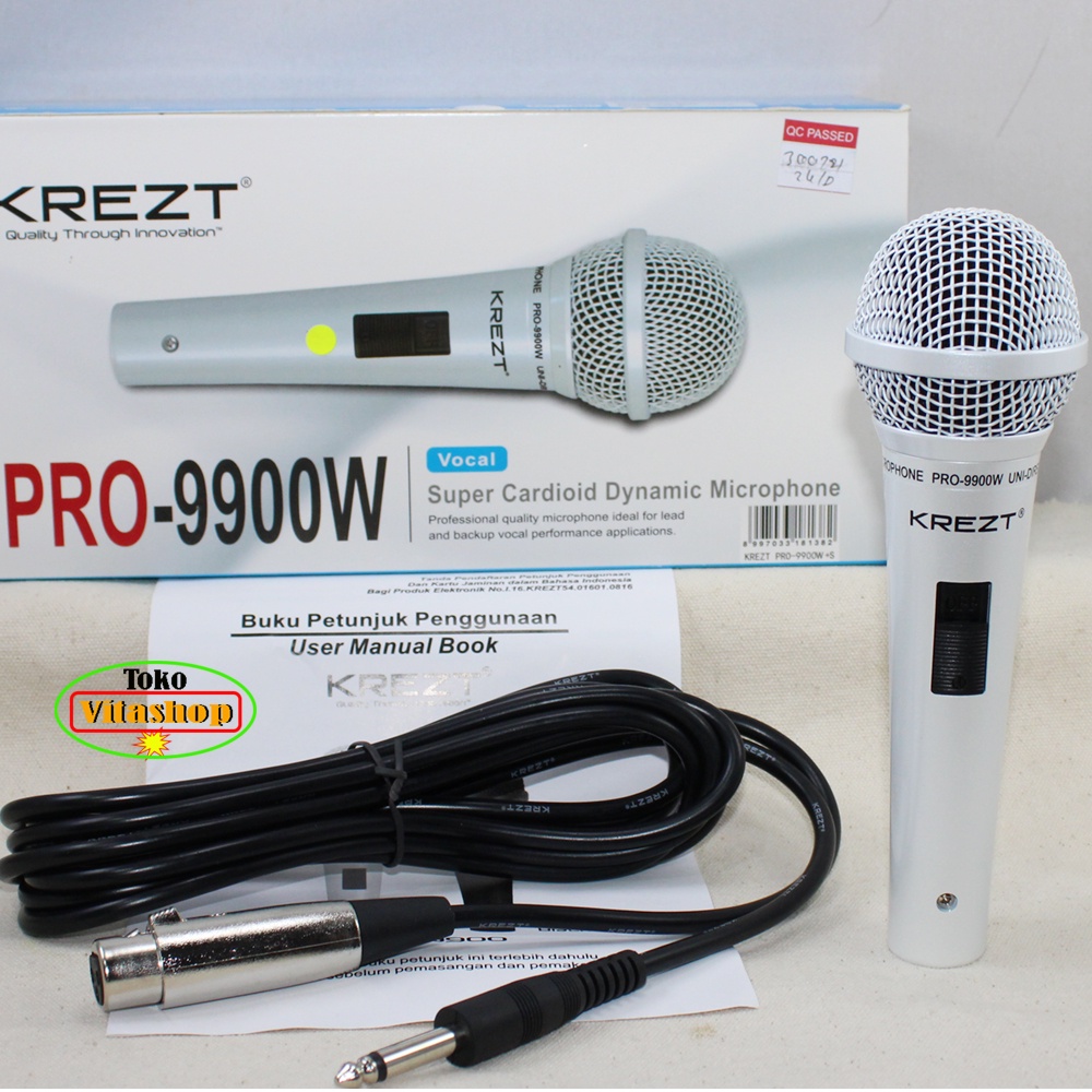 Microphone Krezt PRO-9900W Mikropon Kabel Mikrofon Original / Mik Vocal Garansi