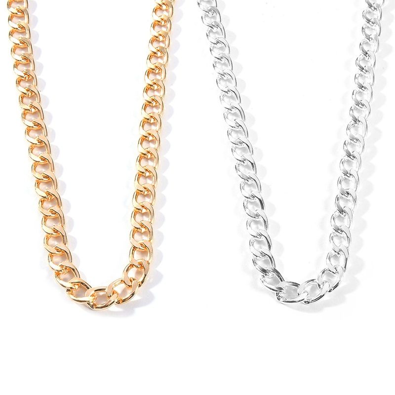 Kalung Choker Retro Rantai Pipih Medium Alumunium Anti Karat Edgy Style Punk Hip Hop