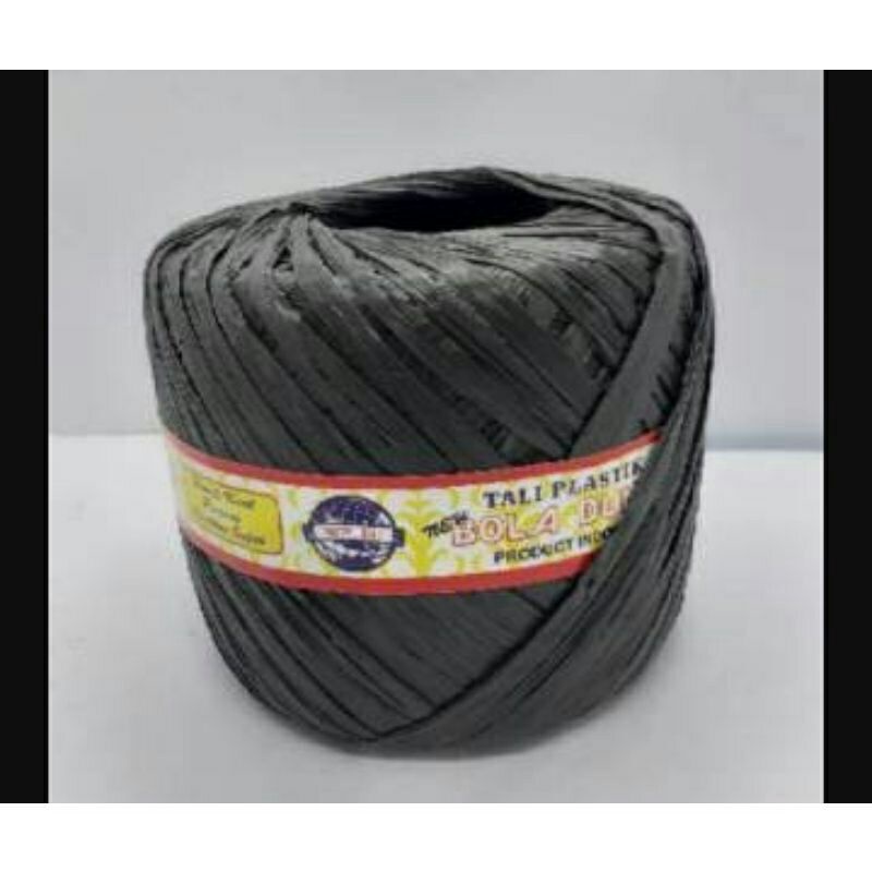 

tali rafia hitam kuat 1kg murah / tali rapia 8 0ns ukuran 1 roll besar