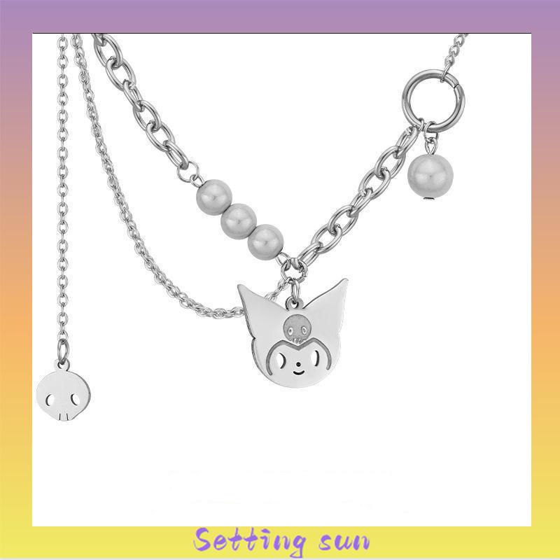 Kalung Rantai Mutiara Mosaik Multilayer TN