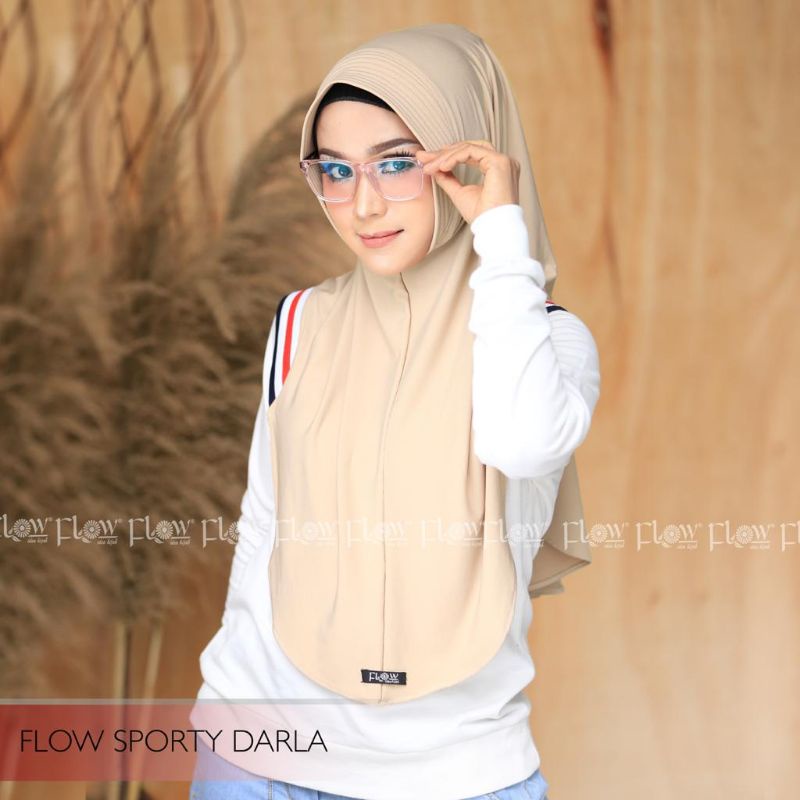 jilbab instan darla sporty / hijab sporty ori flow-Cream