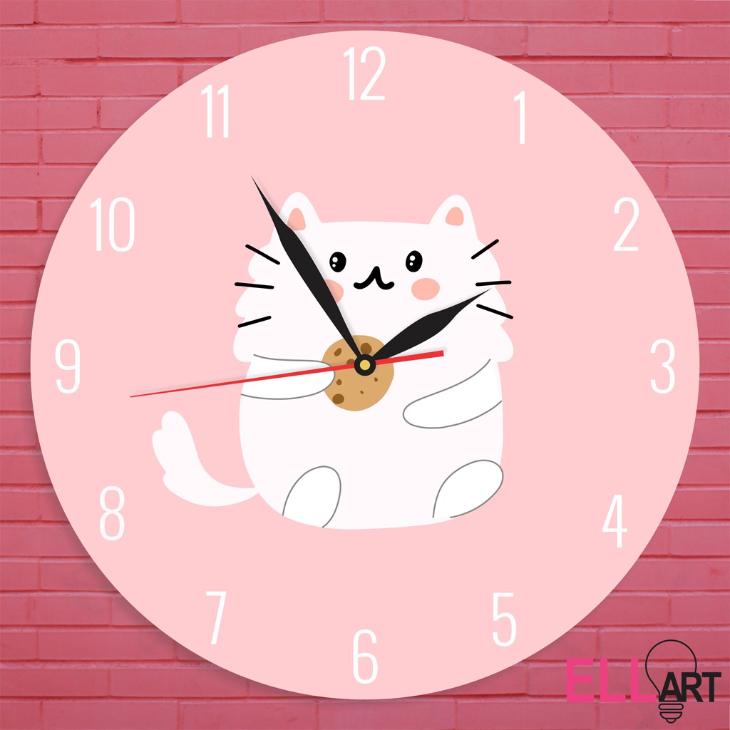 Jam Dinding Unik Kucing Makanan Lucu Pajangan Rumah Cat Cookies Shabby Chic