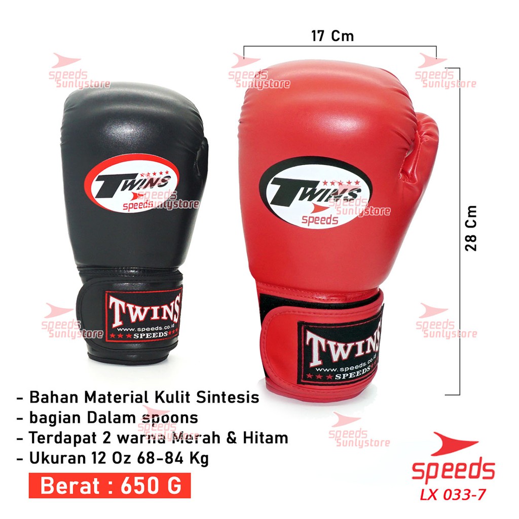 Boxing Gloves Sarung Tinju MMA Muay Thai Glove Boxing Sports Punch Training Import SPEEDS - black