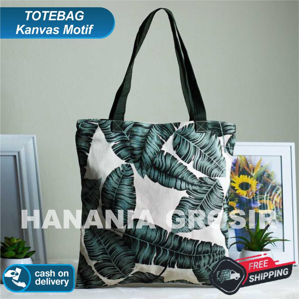 TOTE BAG WANITA TOTEBAG PRIA CANVAS MOTIF GOOD QUALITY WITH RESLETING GROSIR TAS TERBARU