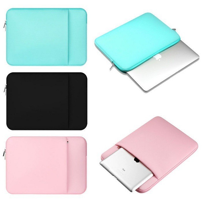Tas Laptop Softcase Neoprene Colorful Zipper Macbook 13 inch - black