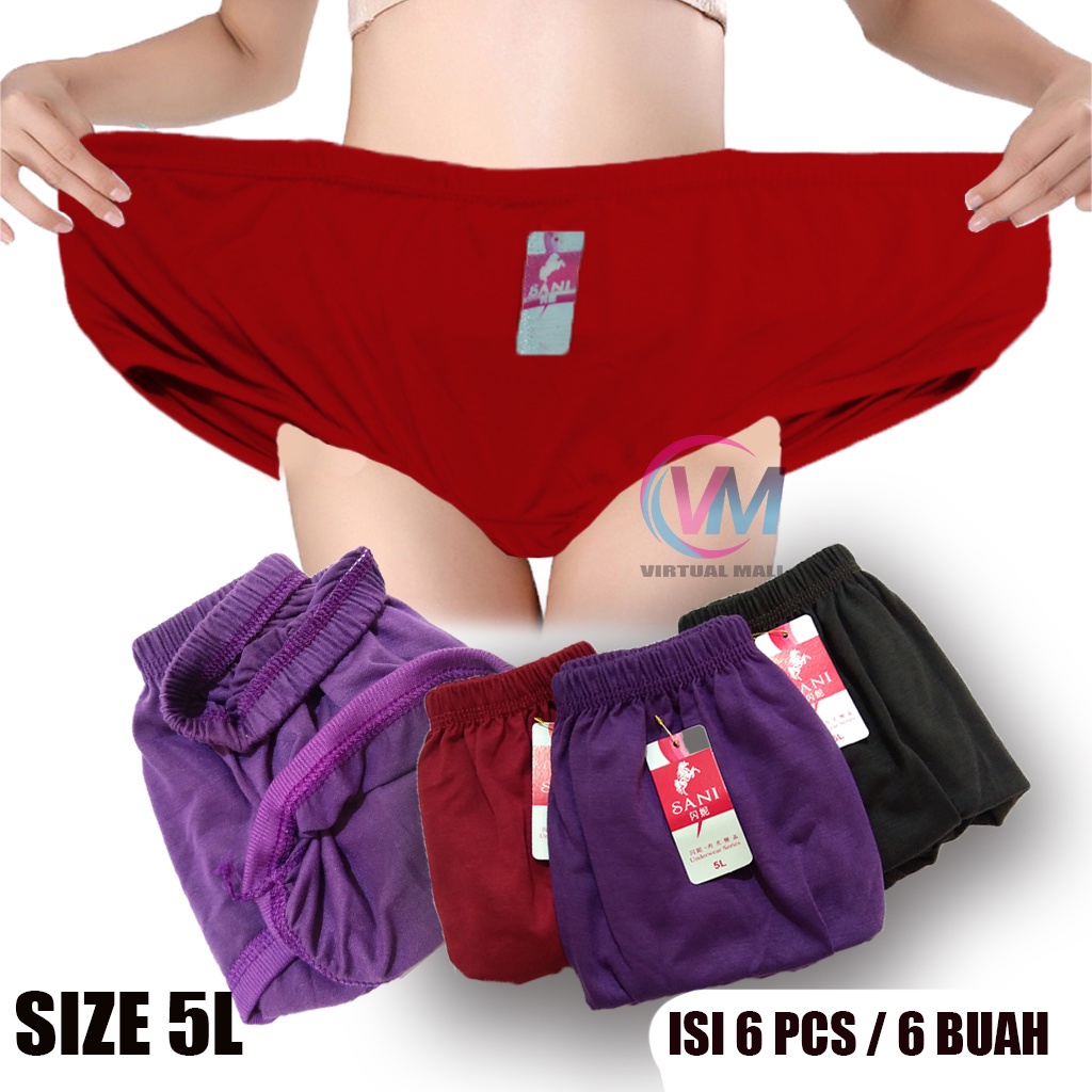 6 PCS Celana Dalam Wanita Jumbo bb 80 / size 5L XXXXL / cd jumbo bb 80 Celana Dalam Wanita Ukuran 5X