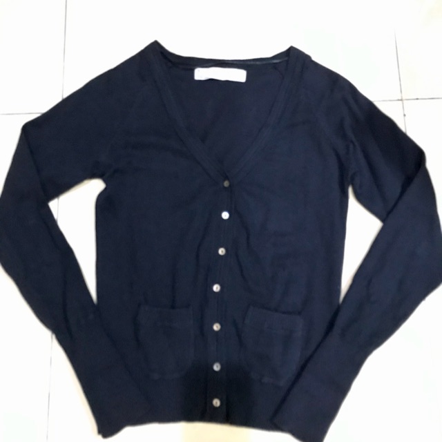 Ori atasan cardigan wanita warna navy merk Zara ukuran S