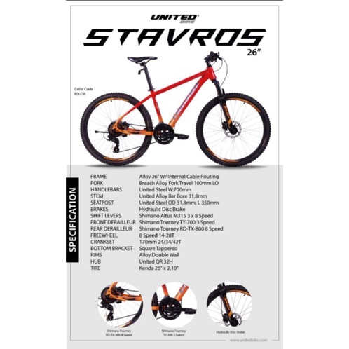 sepeda mtb 26 inch United Stavros Terbaru