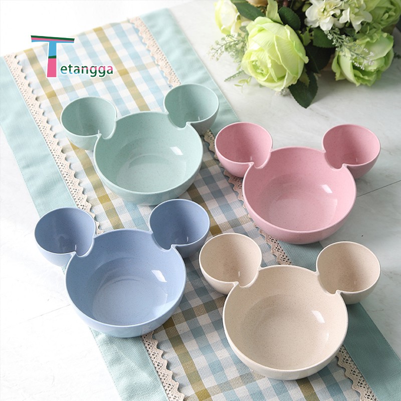 Mangkok Set Peralatan Makan Anak 4 in1Bahan Jerami Gandum Children Tableware Piring Kartun VS-25