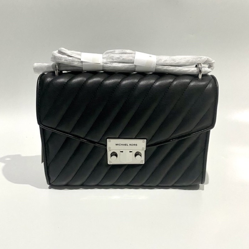 Tas MK Rose Medium Flap Shoulder Black Silver (New With Tag)