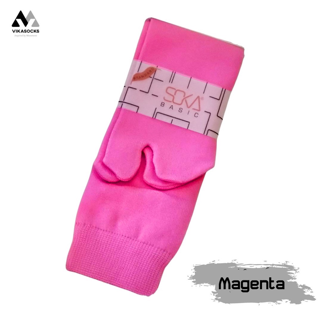 Kaos Kaki Soka Jempol Basic Wanita Hijab Muslimah Size M Pendek Warna Polos-M-Magenta|Magenta