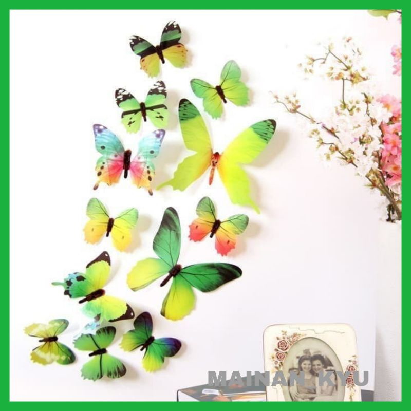 (MAINANKYU) 3D Butterfly Stiker Dinding Model Kupu-Kupu Hias Wall Dekorasi Paper