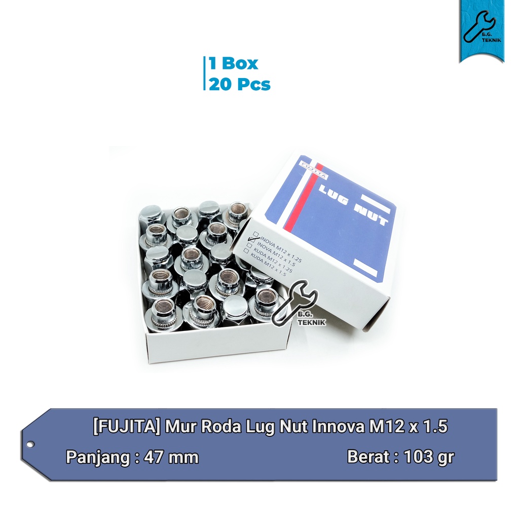 Mur roda Fujita lug nut Innova M12 x 1,5 isi 20 pcs