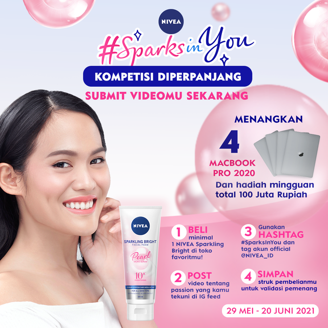 NIVEA Facial Foam Sparkling Bright 100ml x2 - Mencerahkan &amp; mengenyalkan kulit wajah